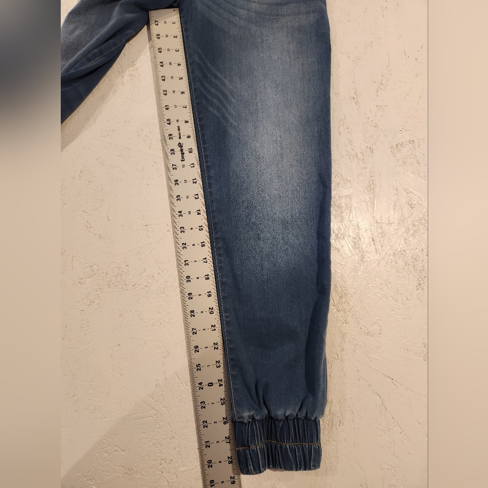 INC core denim jogger jeans fading drawstring stretch waist blue indigo - Picture 3 of 13